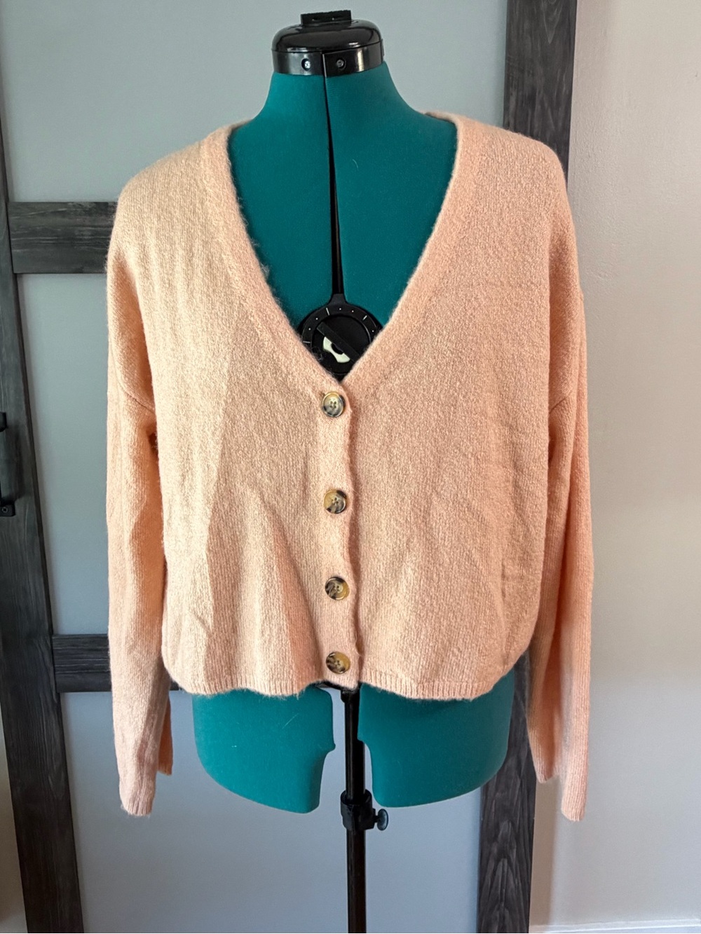 Billabong Peach Button Front V-Neck Cardigan